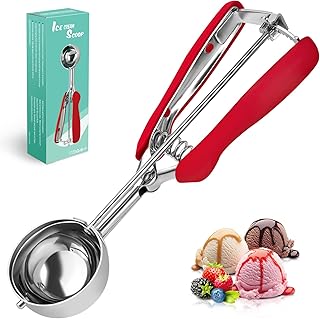 SPEENSUN Eisportionierer aus 304 Edelstahl mit Auslöser (23x5cm),eislöffel portionierer Poliert,Robust&Leicht für Eiscreme, Melonenkugeln,Kartoffelpüree,Teig,Kuchen,Spülmaschinenfest（rot）