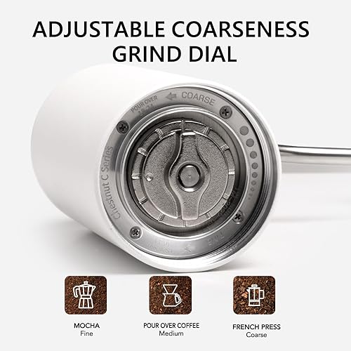 Miniatura 4 de TIMEMORE Molinillo de café manual con rebabas cónicas de acero inoxidable, capacidad de ajuste ajustable interna, 0.71 onzas, verter sobre café para