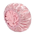 YIZIJIZI Terry Lined Shower Cap,Triple Layer Large Cap for Women,Shower Cap Reusable Waterproof,Long Thick Hair(Pink)