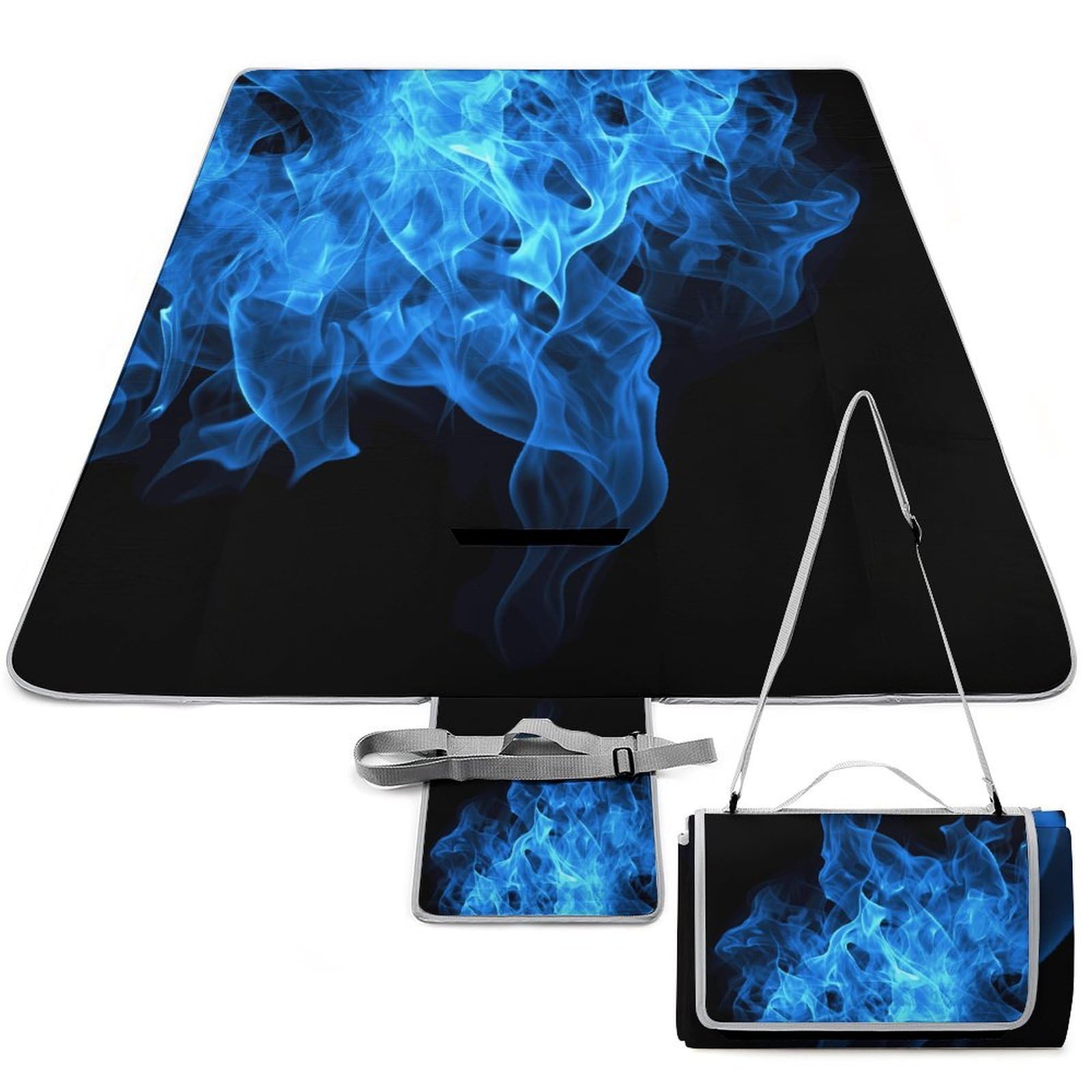 Tapis de pique-nique portable 148x148 cm Blue Flamme imperméable pour camping et parc