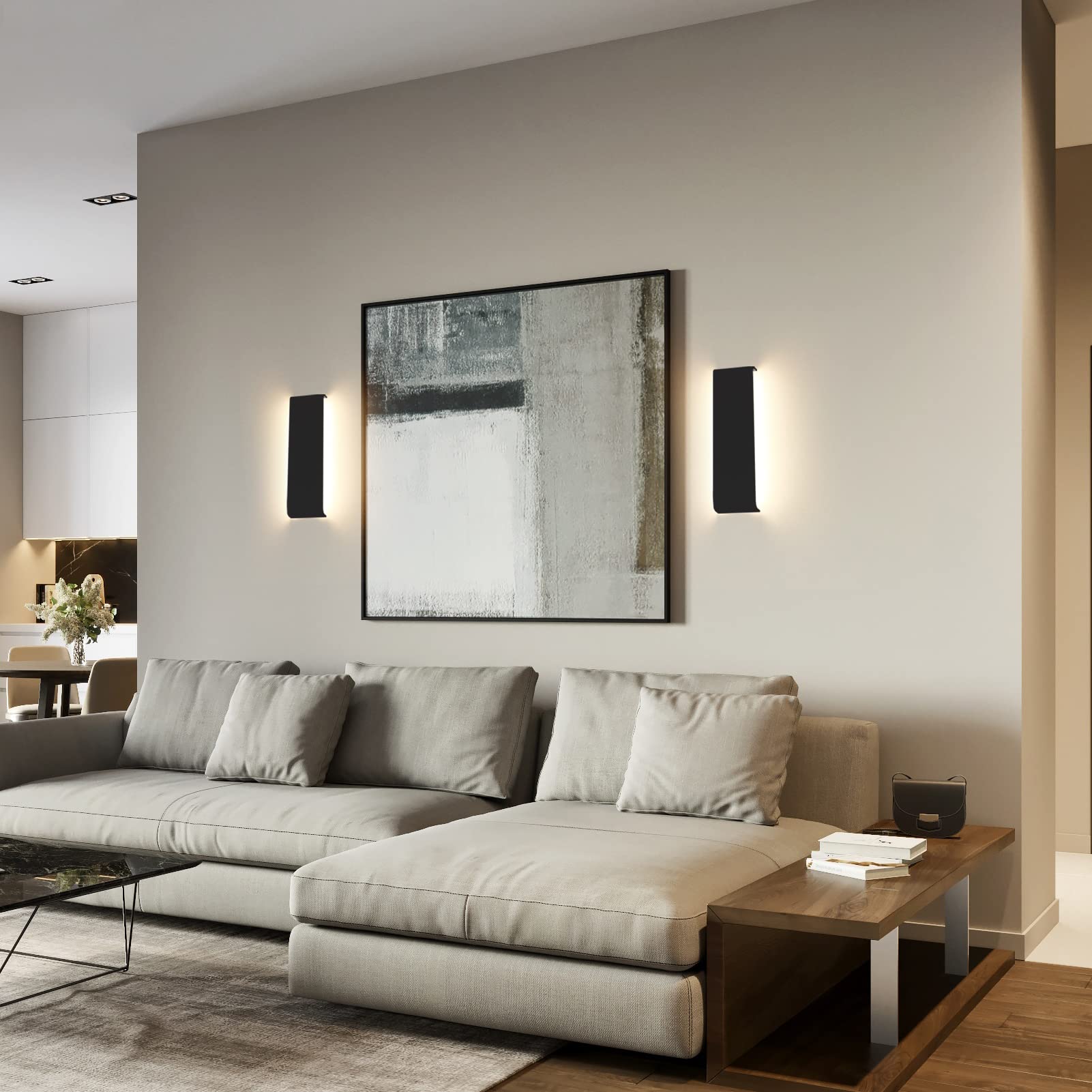 Klighten 2 Stücke Wandleuchten LED Innen 10W, 30 cm Up Down Wandlampen, Schwarz, Moderne Wandbeleuchtung für Schlafzimmer, Wohnzimmer, Treppen, Badezimmer, 910 Lumen, 3000K Warmweiß