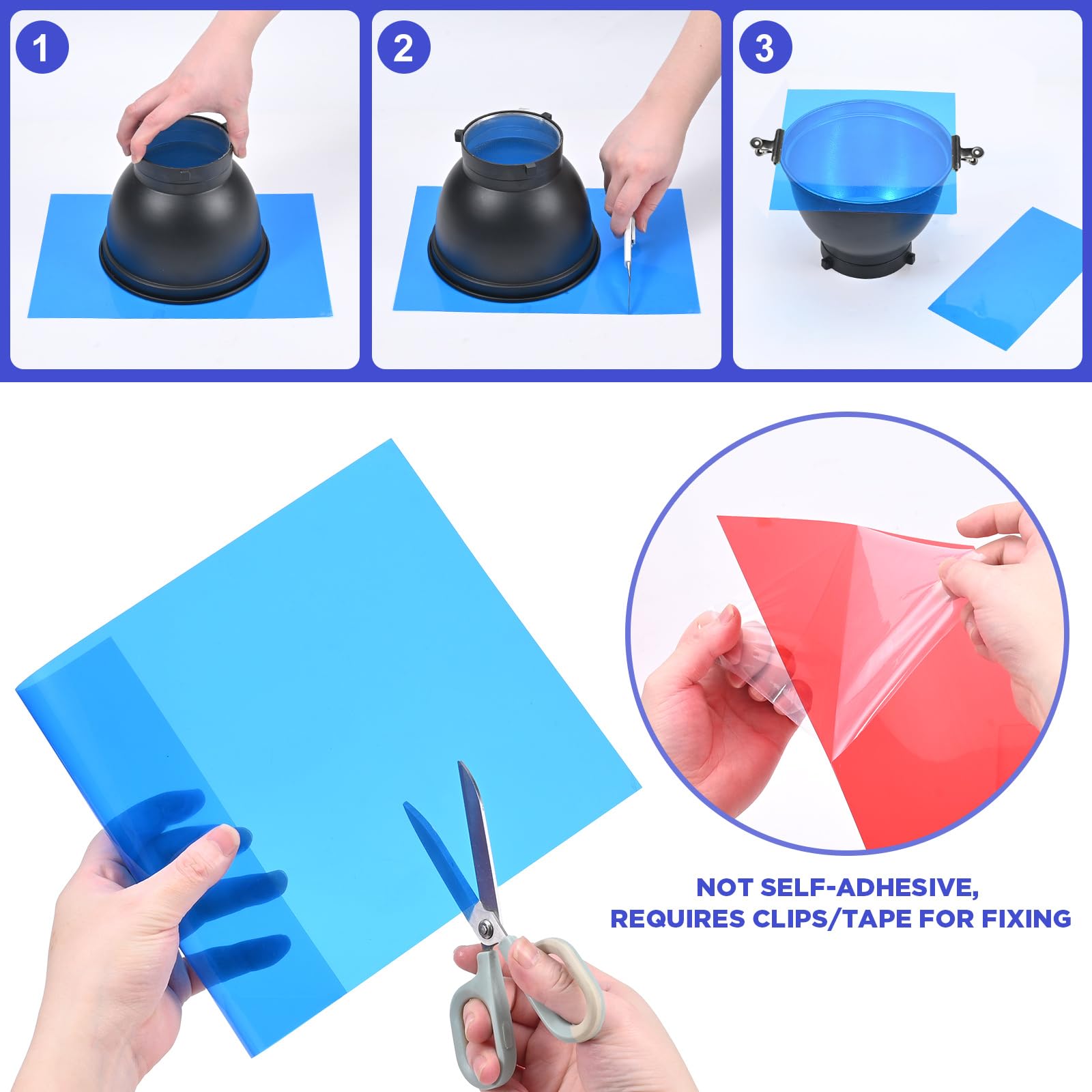20 Piezas A4 Filtro de Luz de Gel de Corrección de Color, Gelatinas Fotográficas Superpuestas de LED, Película de Filtro, para Lámpara Fotográfica Faro Estroboscópico Flash LED
