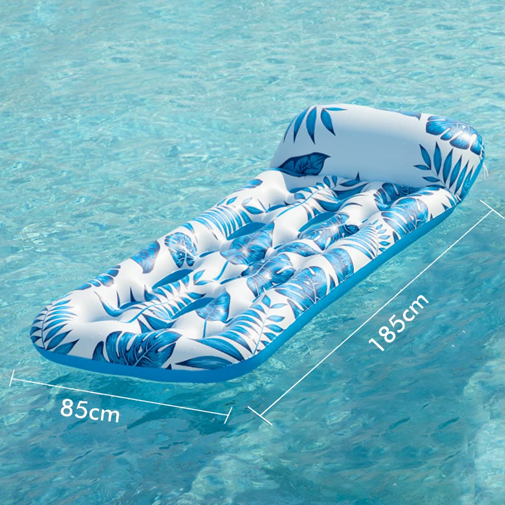 Gonfiabile Galleggiante Amaca d'acqua Piscina con Poggiatesta Zattera da letto per sedia galleggiante ad aria porosa per attività d'acqua estiva all'aria aperta, 185 x 85 cm