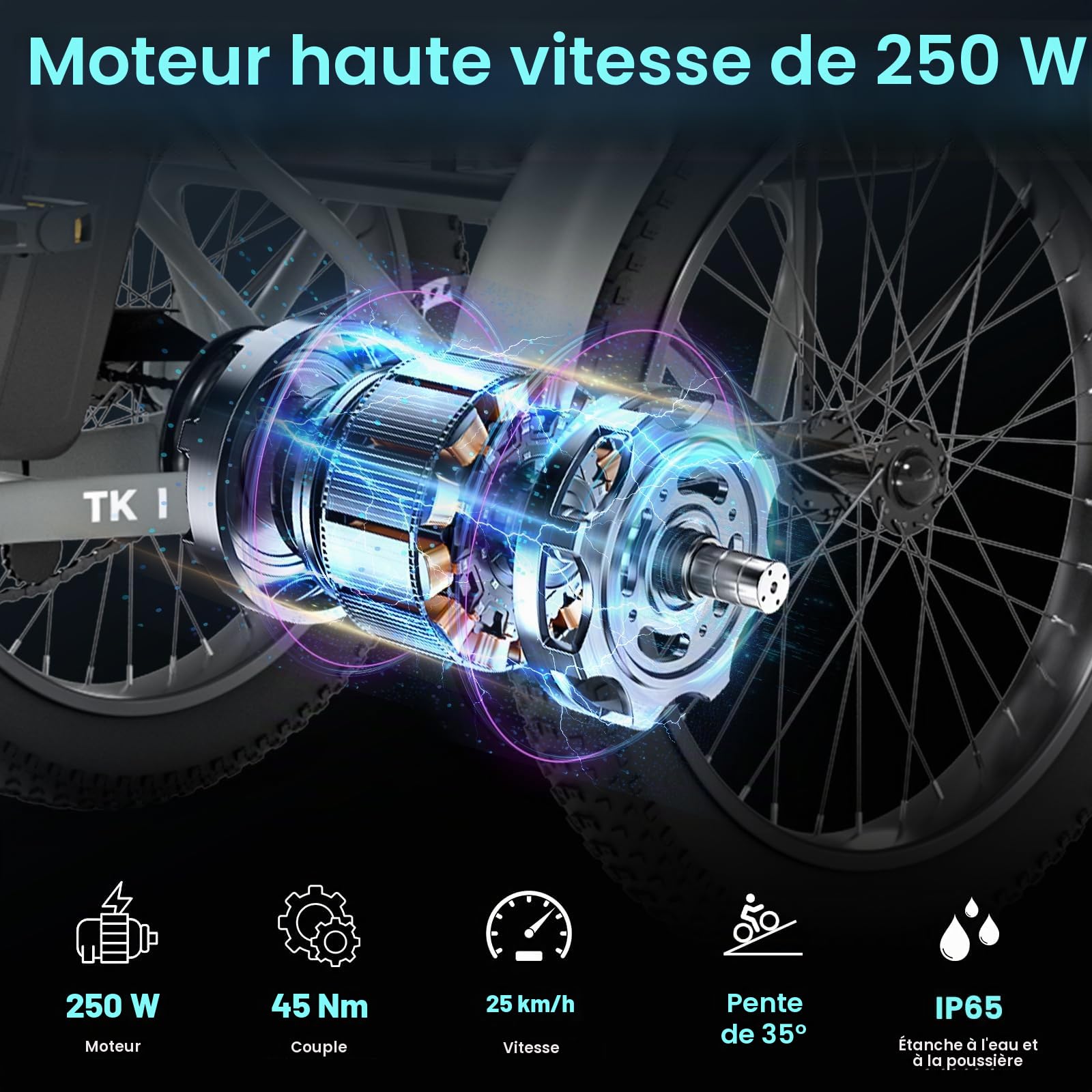 MOONCOOL VéLo Pliable E Bike, VéLo éLectrique 20 Pouces pour Hommes Et Femmes avec Batterie 36V 20 Ah, Moteur 250W, éCran LCD, Vitesse 25 Km/H, IP65, 45 NM, avec Grands Paniers