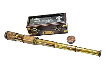 №戦争館　飛行機　アンティーク　真鍮製　骨董品　ヴィンテージ　珍品 Amazon | Sailor's Art アンティークブラス望遠鏡木製ボックス