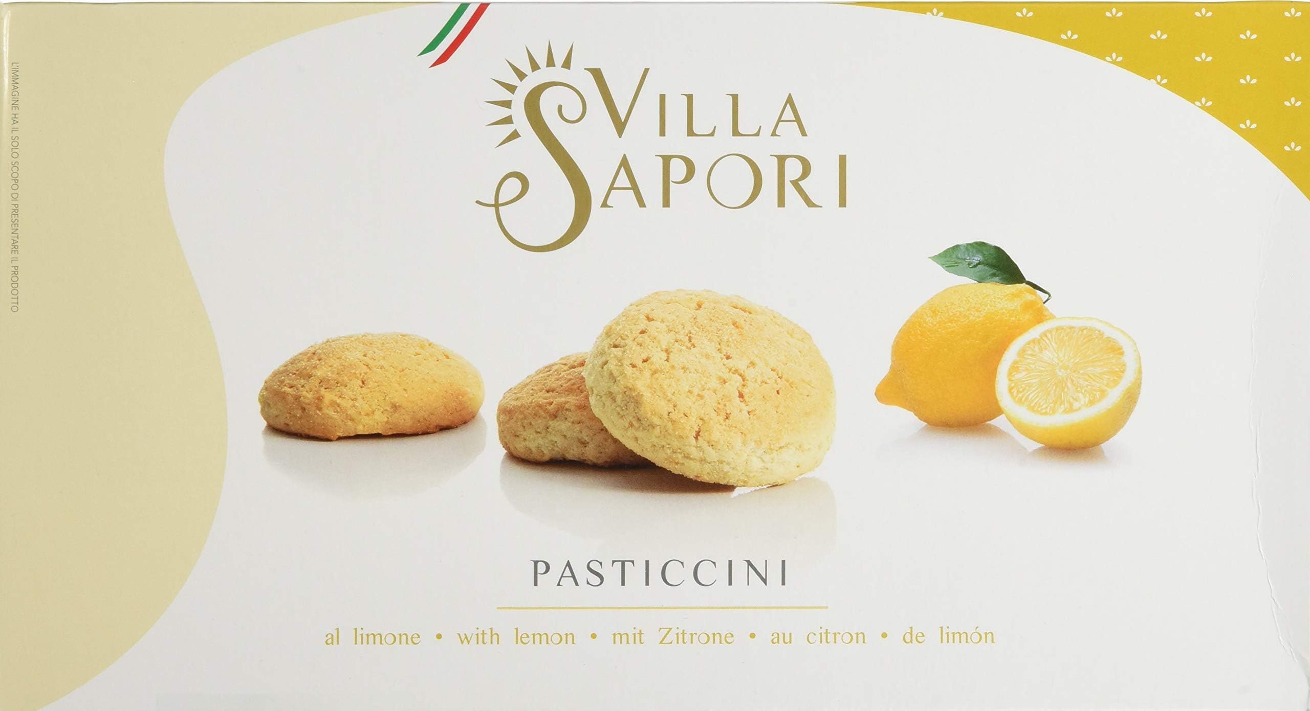 Villa Sapori Traditional Italian Round-Shaped Pastry with Lemon Flavor | Pasticcini al Limone 900 g case (5 Pack x 180g)