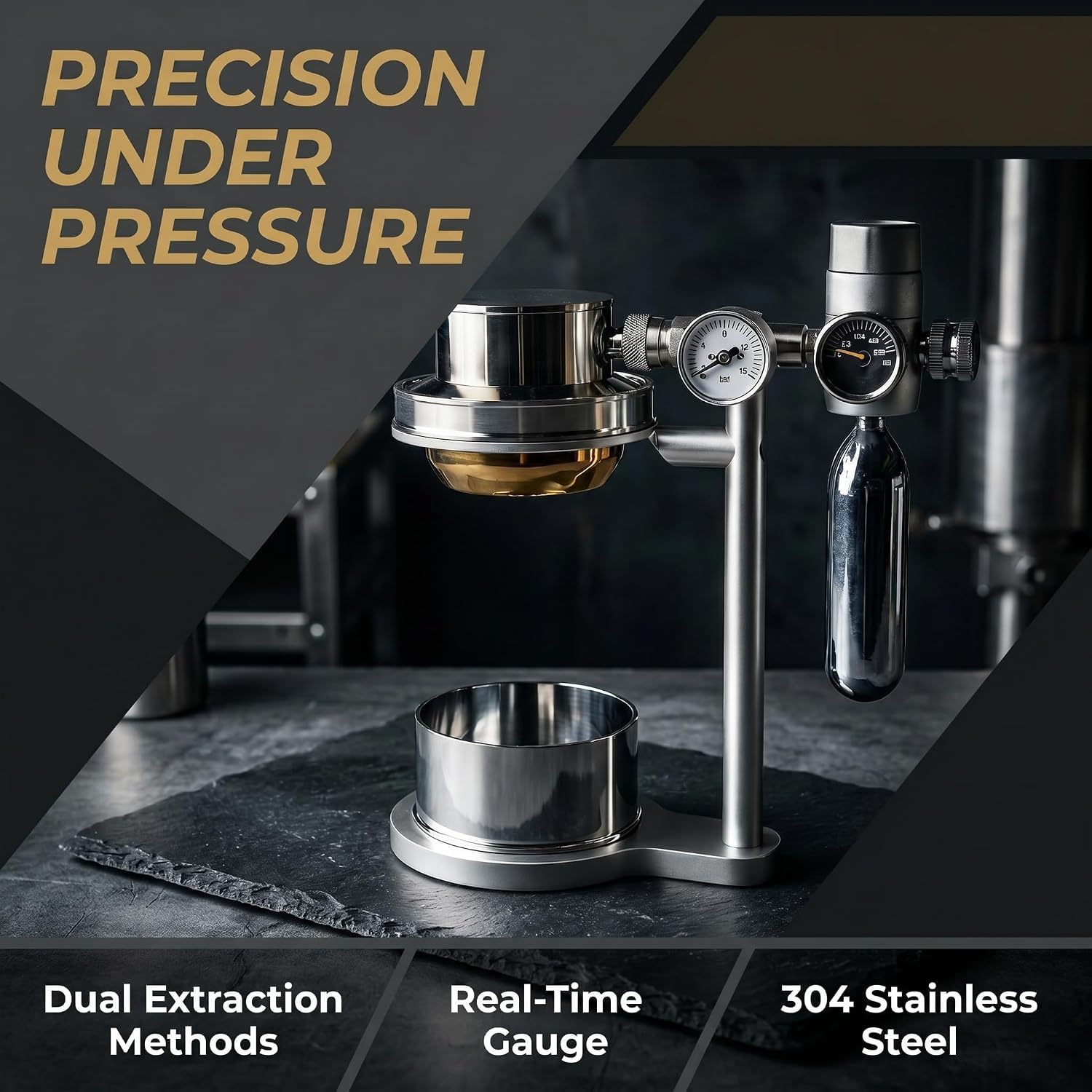Macchina Da Caffè Pneumatica Da 58 Mm, Caffettiera Manuale A Pressione D'aria, Estrazione Ad Alta Pressione A 9 Bar, Capacità Della Camera 100 Ml, Con Manometro E Valvola Di Sicurezza, Per Uso