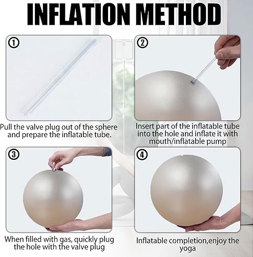 Miniatura 3 de Pelota de ejercicio pequeña antiestallido, antideslizante, estabilidad de 9 pulgadas con popote inflable, mini pelotas de pilates, ideal para yoga,