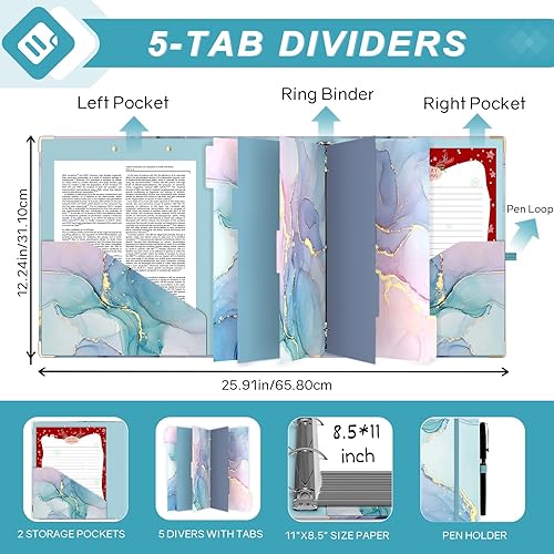 Miniatura 4 de EYROZILL Carpetas de 3 anillos de 2 pulgadas con separadores de 5 pestañas para tamaño carta de 11 x 8.5 pulgadas. Carpeta de tres anillos con