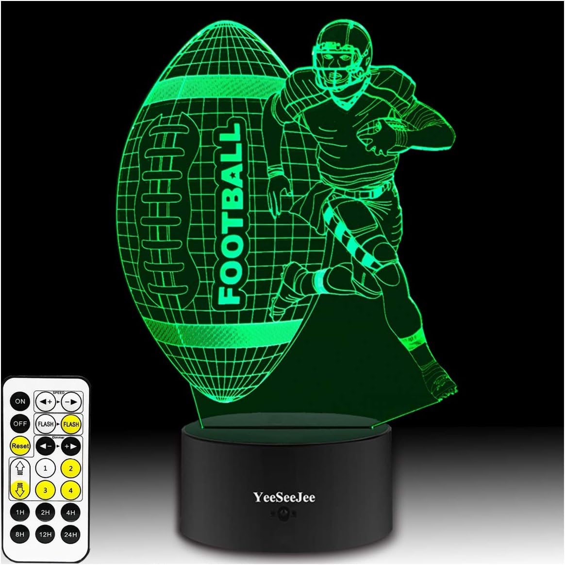 Football Gifts for Men 3D Illusion Lamp with 7 Colors Timer Remote Birthday Gifts for Boys Age 6 7 8 9 10 Year Old Boys Gifts (FOTB 7CB)