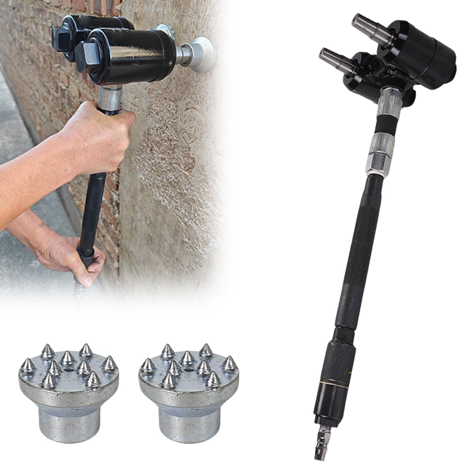 Marteau à écailler pneumatique outil double tête texturage béton 4 cm