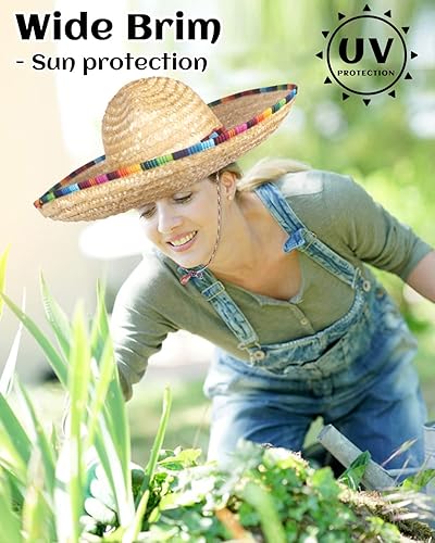 Miniatura 5 de DUNCHATY Sombrero mexicano, sombrero de paja para fiesta del Cinco de Mayo, sombrero mexicano, decoraciones de fiesta temática mexicana