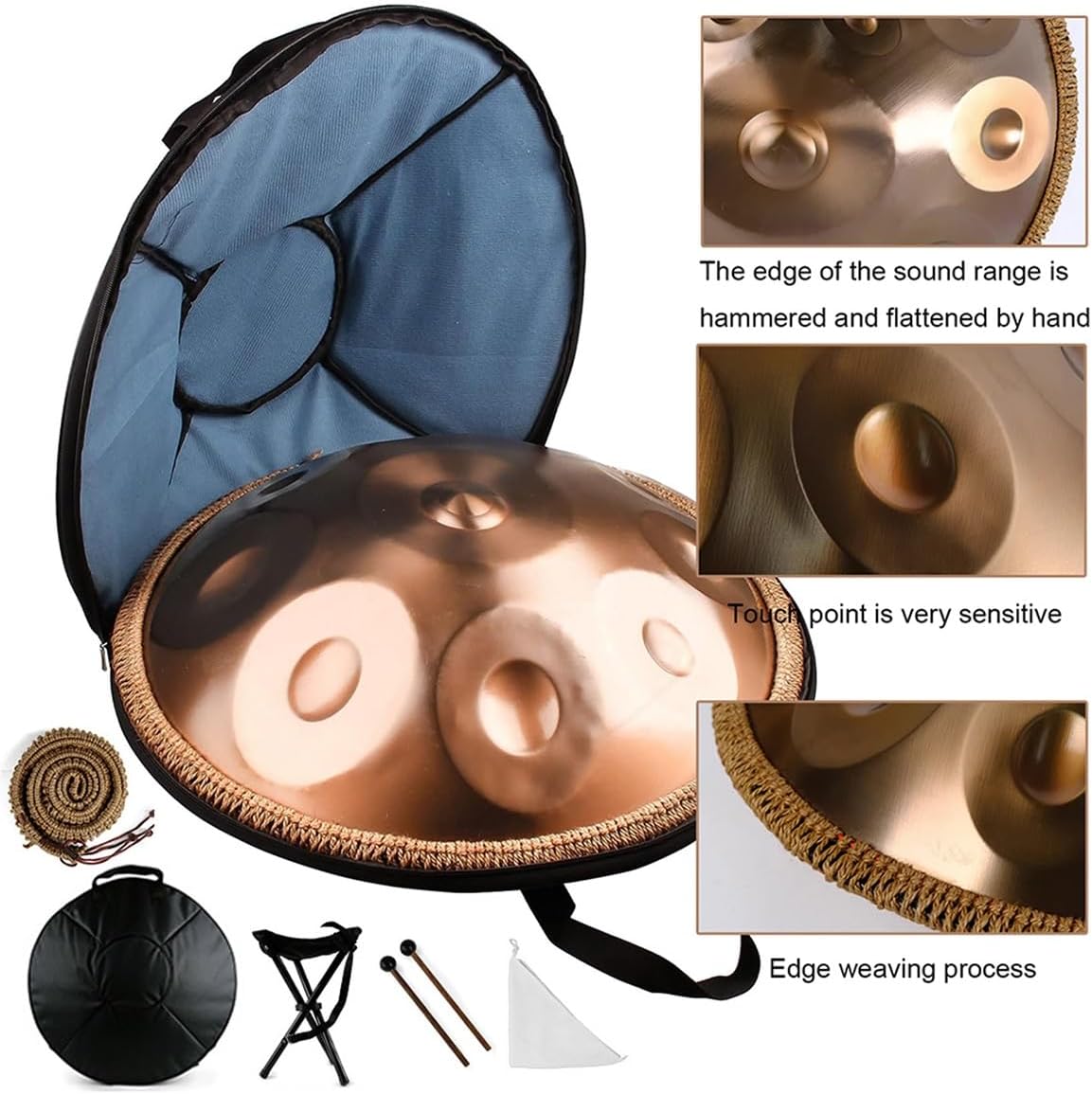 Handpan Drums For Adults 10 Notes Steel Hand Pan Drum 432 Hz/440hz 22 Inch D Minor, Hand Pan Instrument, Steel Drums, Hand Pan Drum Instrument(Purple,432Hz)