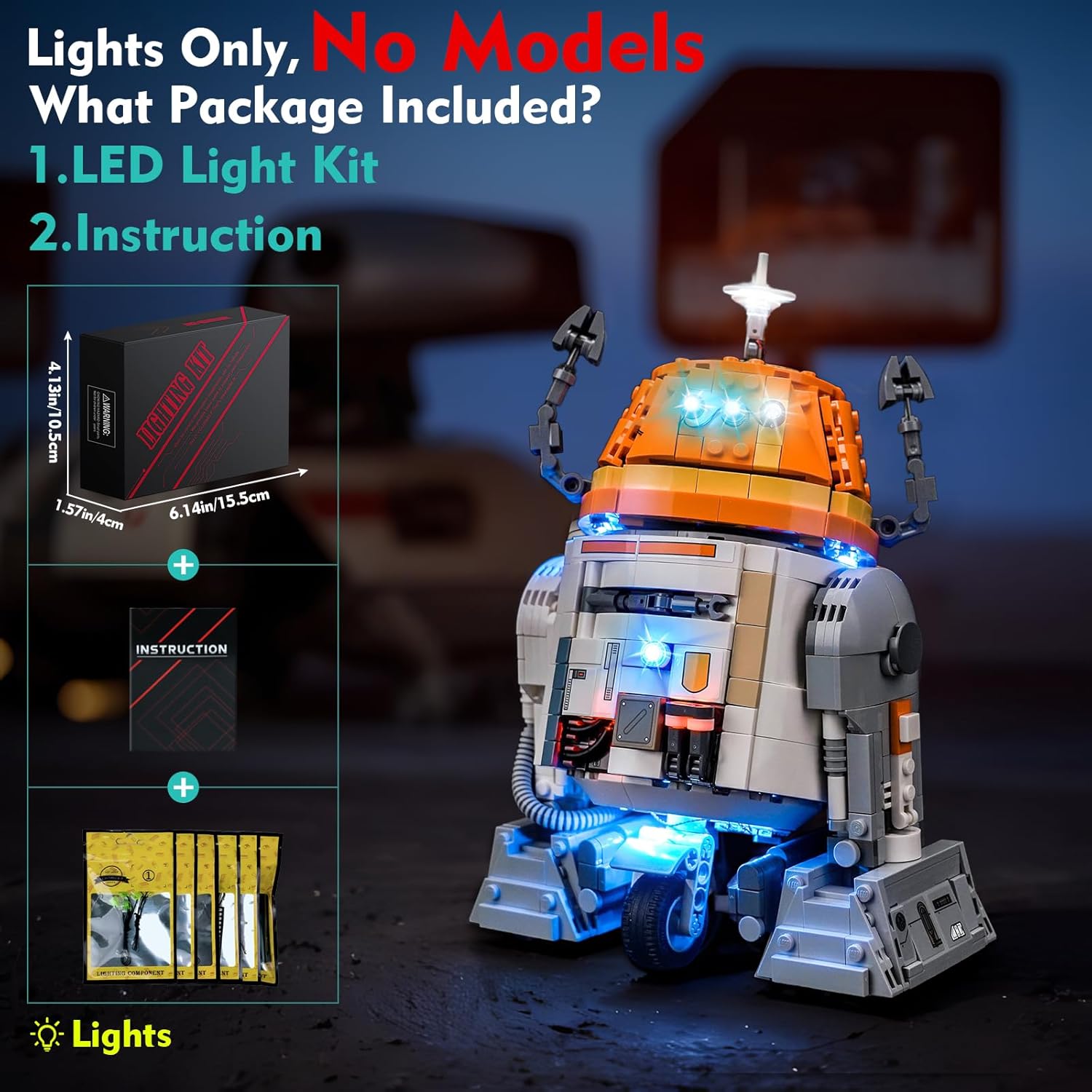 LocoLee Light kit Compatible with Lego 75416 Chopper (C1-10P) Astromech Droid - No Model Only Light, LED Lighting Accessories Compatible with Lego 75416 (Standard Version)