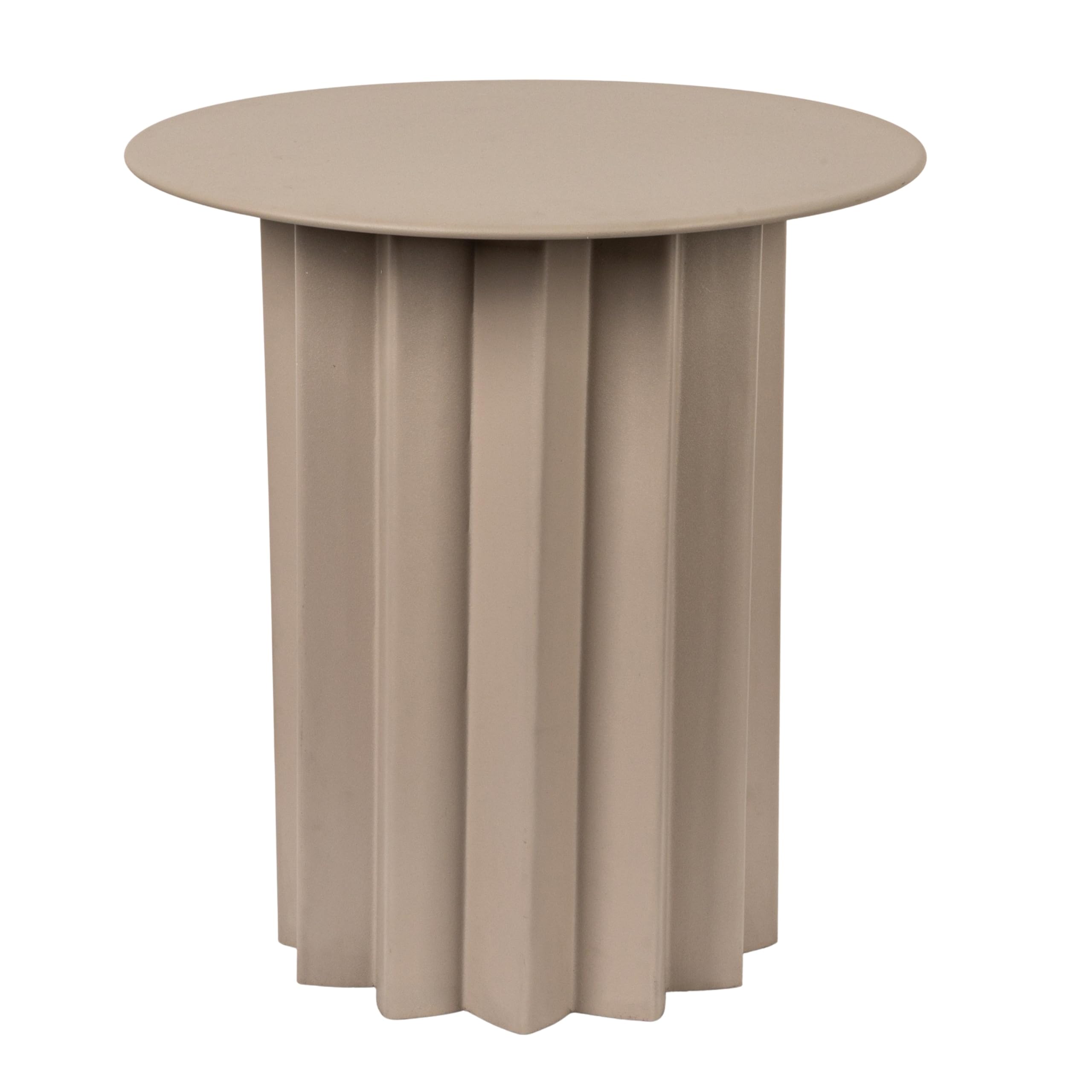 Creative Co-Op Pleated Metal Side Table, Beige
