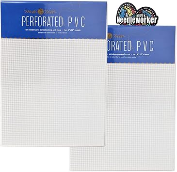 Perforated PVC For Cross Stitch -18 count White, 2 Packs 4 total sheets Plus Decorative Needleworker Sticker