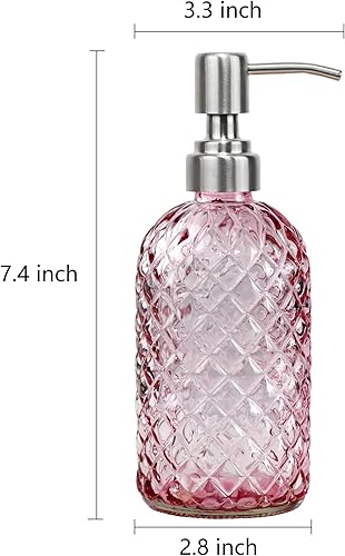 Miniatura 3 de Dispensador de jabón de 16 onzas con bomba de acero inoxidable 304, dispensador de jabón de cocina, baño, dispensador de jabón de vidrio líquido