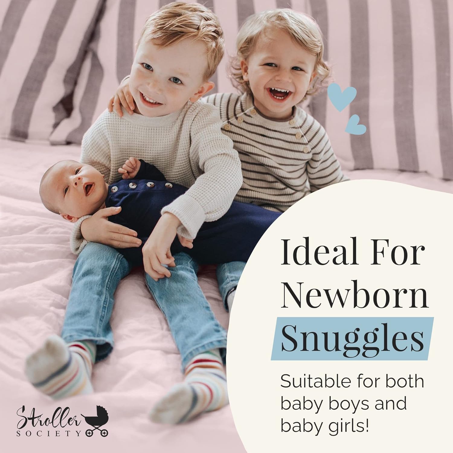 Stroller Society Newborn Knotted Baby Gown and Hat Set for Baby Boy or Baby Girl