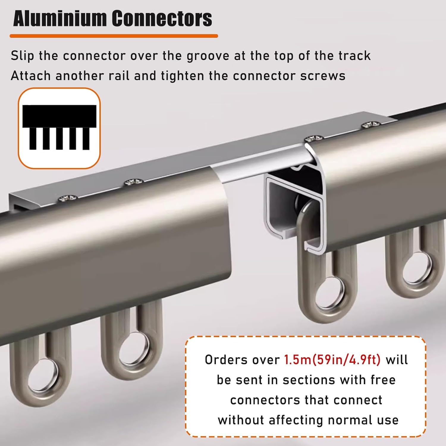 Aluminum Silent Rails Curtain Track Set for Bedroom/Privacy Shelter/Dressing Room Top Loading 13.5m/44ft