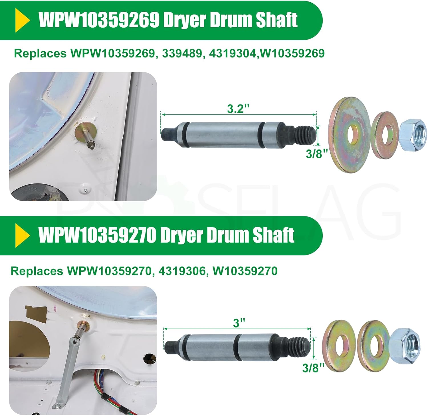 4392065 Dryer Repair Kit for Dryers Including 691366 Idler Pulley 349241T Dryer Drum Roller Kit 341241 Dryer Drum Belt and WPW10359269 WPW10359270 Dryer Support Roller Shaft