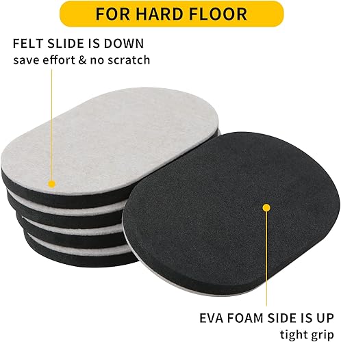 Miniatura 3 de new space Deslizadores de muebles, paquete de 8 deslizadores de muebles reutilizables de 3 12 x 6 pulgadas para suelos de madera dura, almohadillas