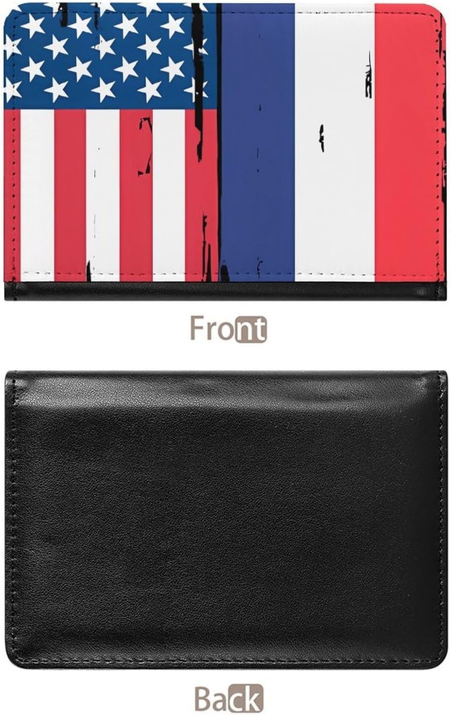 U.S. And France Flag Funny Passport Holder Slim Travel Wallet Passports Cover Card Case with Slot