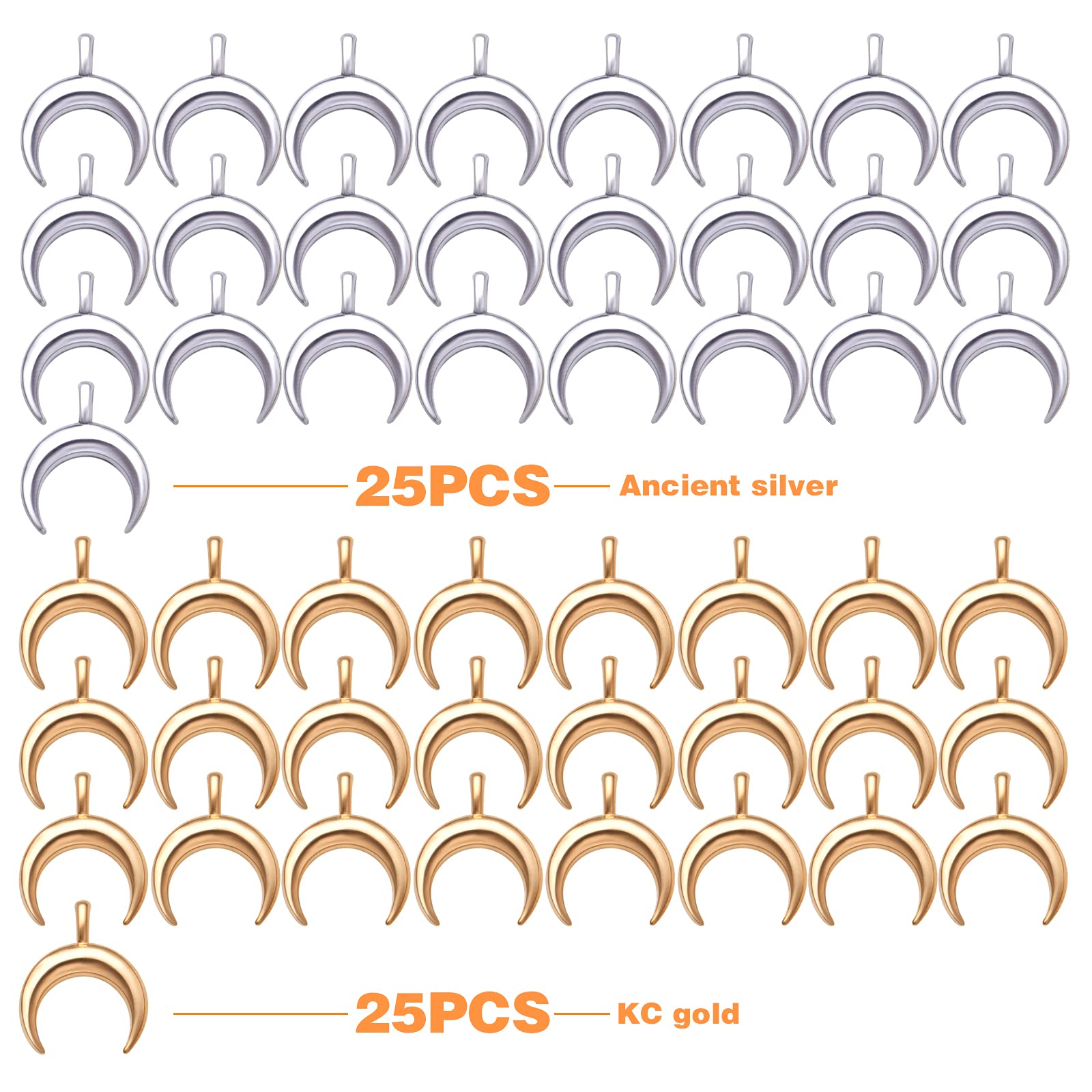 10 Breloques Croissant De Lune En Acier Inoxydable Doré - 16,5mm - Pour Création Bijoux