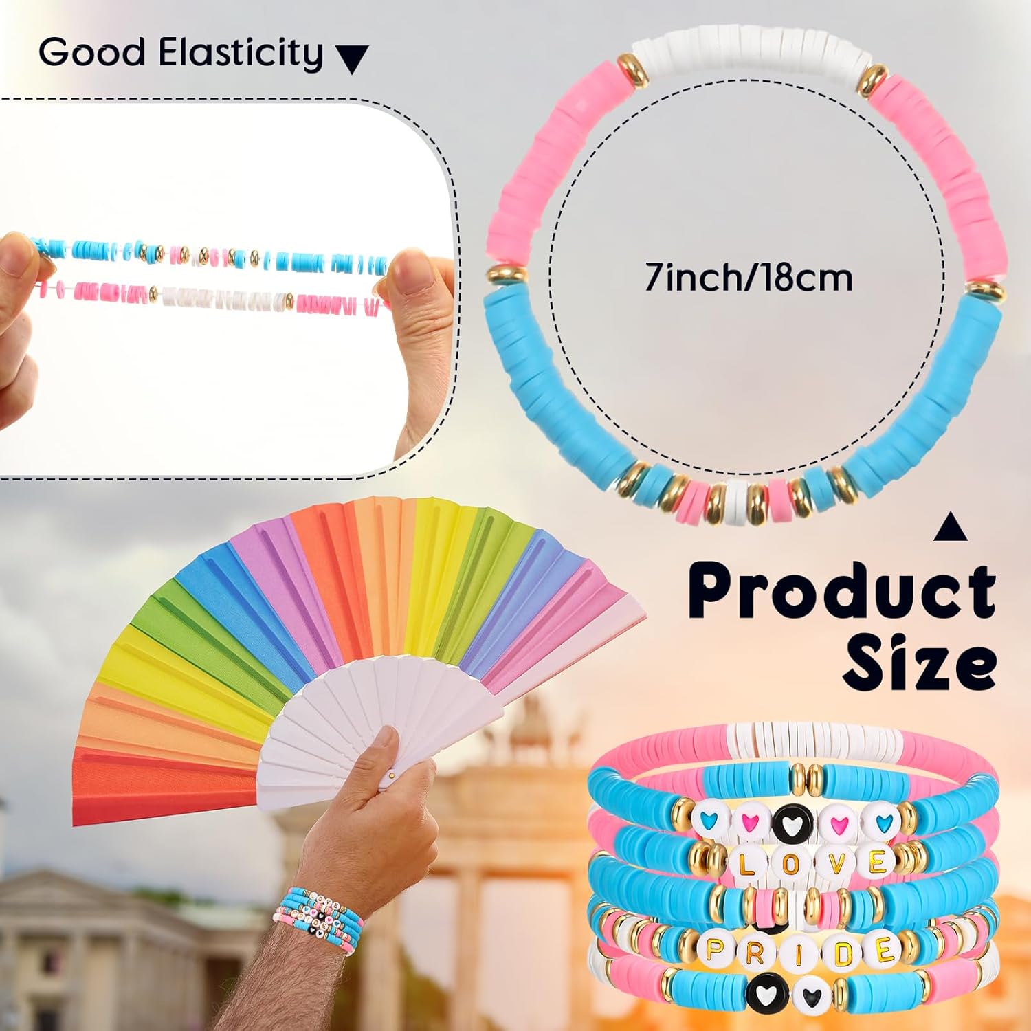 Tondiamo 30 Pcs Rainbow Gay Pride Bracelets LGBT Support Wristbands for Pride Day Month Parades Decorations Party Supplies - Image 2