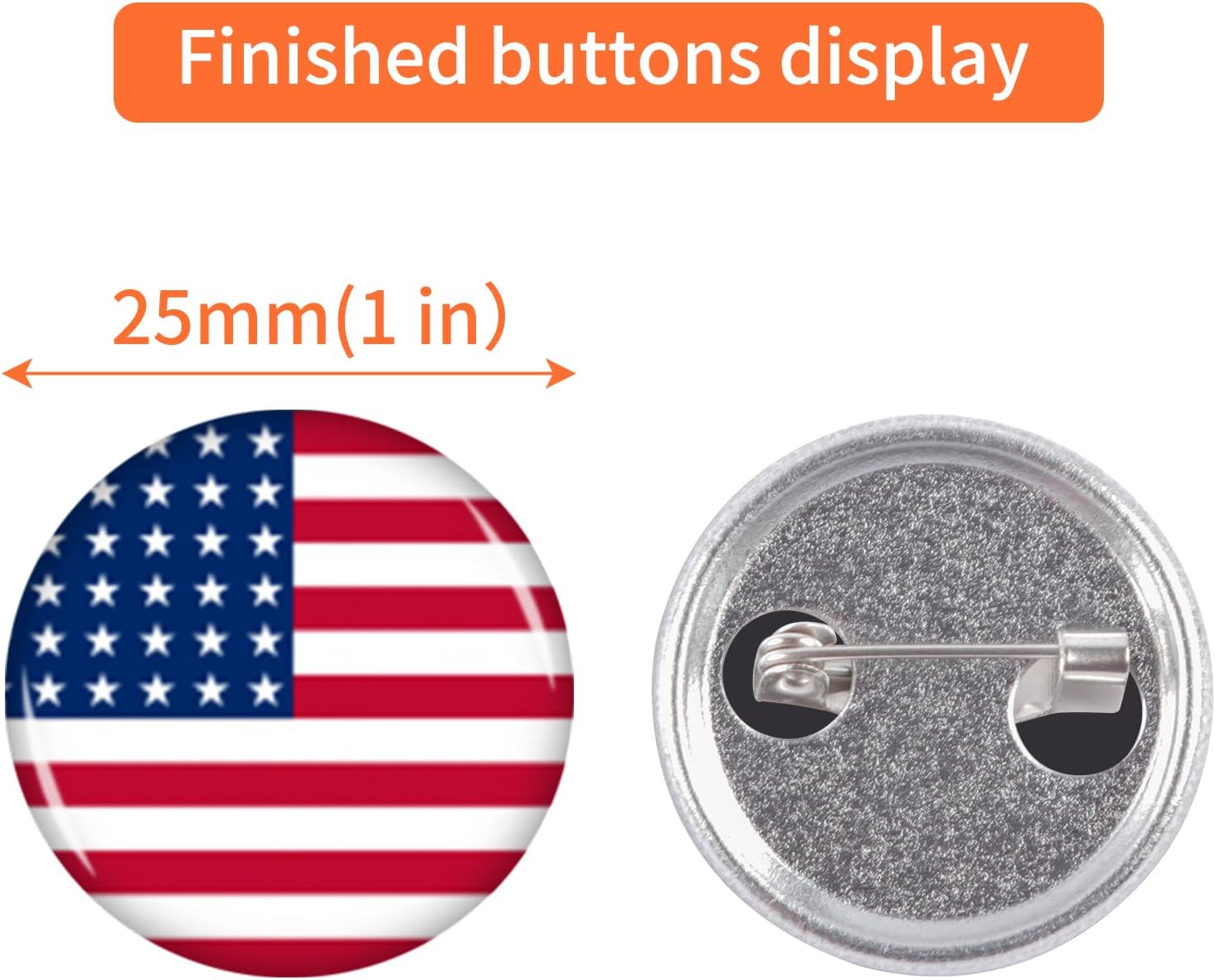 500 Sets Metal Blank Button Supplies Button Parts, 25mm/1 inch Button Parts Badge Kit for Button Maker Machine, Including Metal Shells Back Cover Paper and Clear Film