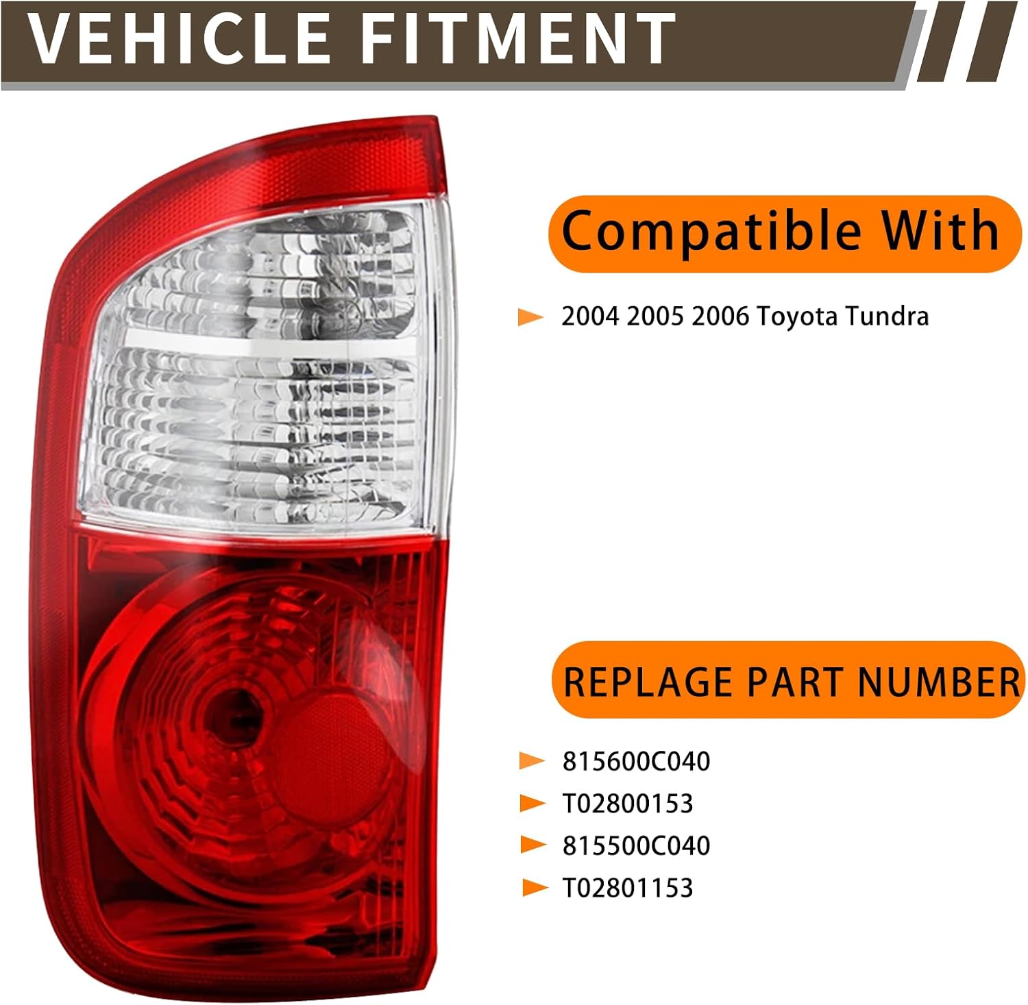 Tail Light Assembly Compatible With 2004 2005 2006 Toyota Tundra Left Driver Side Halogen Rear Brake Lamps Includes Wiring Harness Fit 4 Door Double Cab