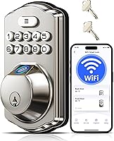 Veise VE012W WiFi Fingerprint Smart Deadbolt Lock - Keyless App Control, Alexa/Google Assistant, Auto Lock, Satin Nickel