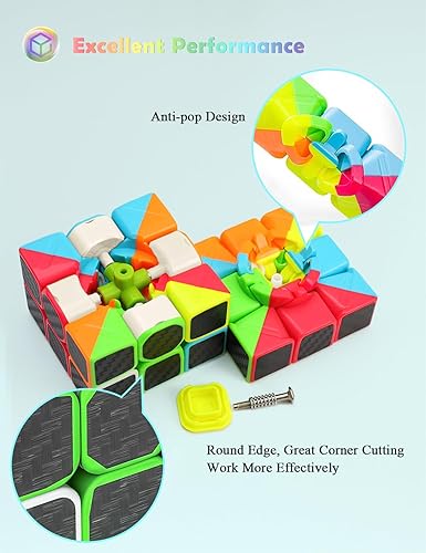 Miniatura 2 de Roxenda Cubo de velocidad cubo de velocidad cubo mágico de fibra de carbono pirámide de 2 x 2 3 x 3