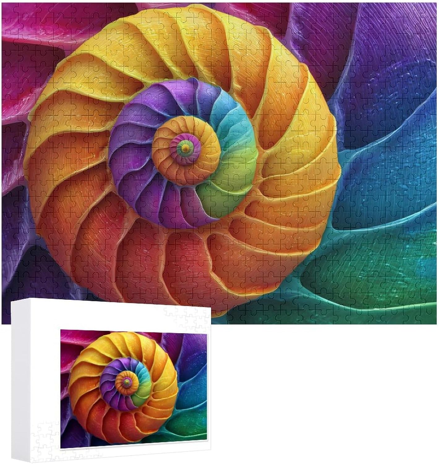 Tie Dye Snail Shell Puzzles for Adults 500 PCS Wooden Jigsaw Puzzle Wall Decor Christmas