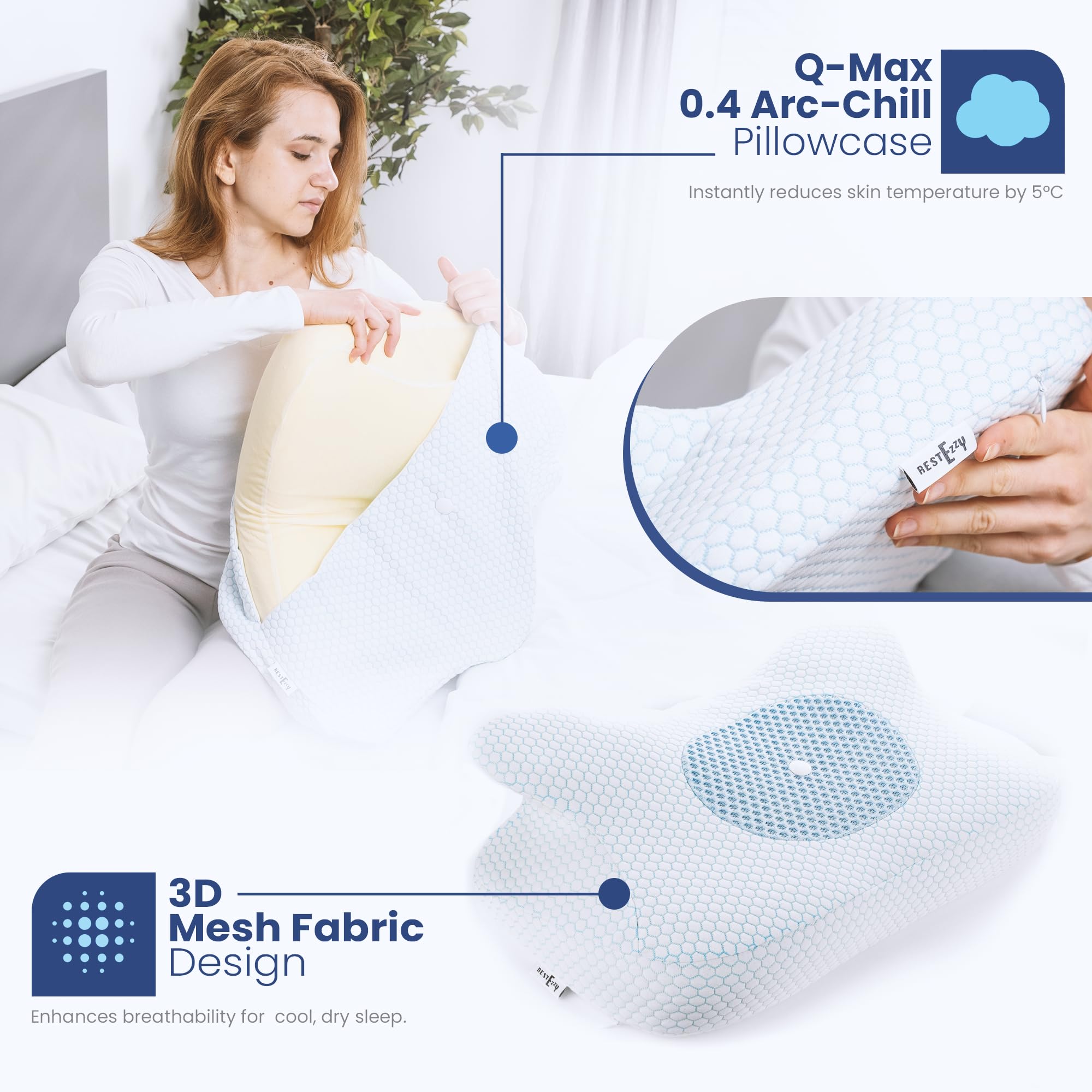 Cuscino ortopedico in memory foam di lusso, supporto ortopedico per dolore al collo e alle spalle, cuscino ergonomico per contorno cervicale, 65 x 35 x 13,5 cm, dimensioni standard