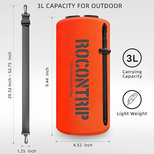 Miniatura 5 de ROCONTRIP Bolsa impermeable impermeable IPX8 Bolsa seca con cremallera hermética Sacos secos Bolsa de natación portátil ligera para natación, kayak,