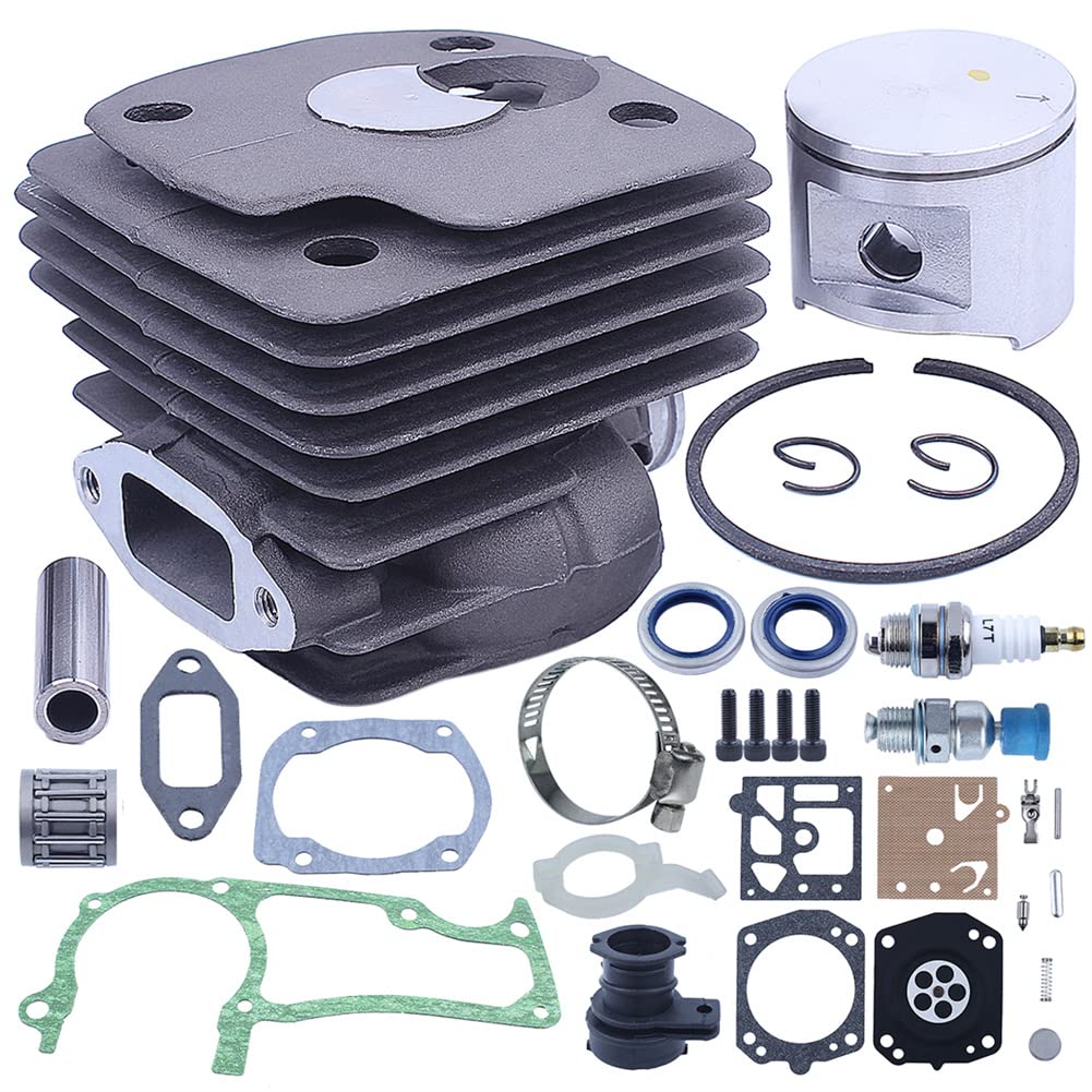 Kit de pistón de Tarjeta de 52 mm de diámetro Interior del Cilindro, para Pieza de Motosierra para Jonsered 2063 2065 2071, para Motosierra para Husqvarna 372, 372Xp, 371, 365, 362, 503691072