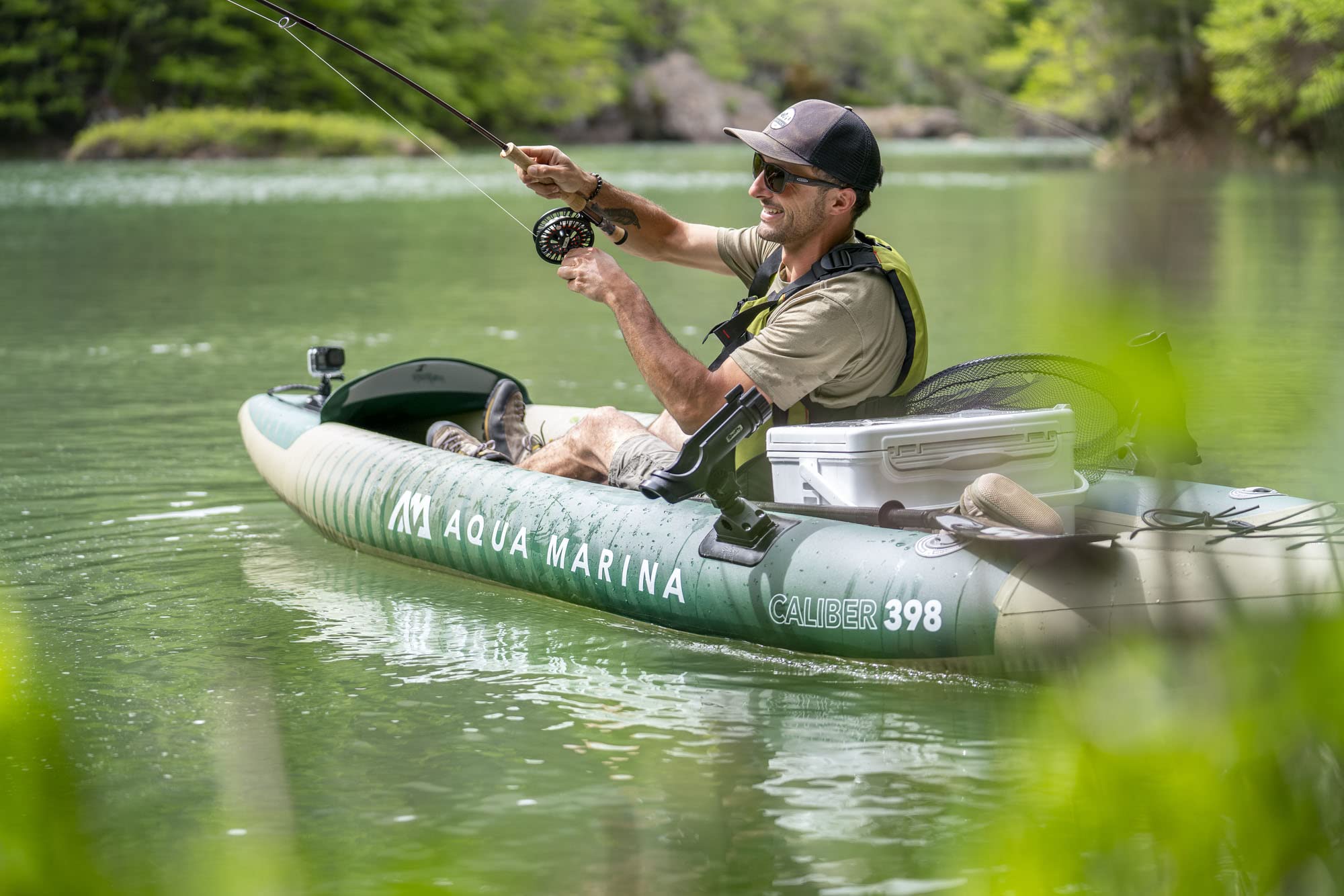 Aqua Marina Caliber 398 Angler/Angeln Drop-Stitch Fusion Kajak 1/2 Personen 398 cm Grün
