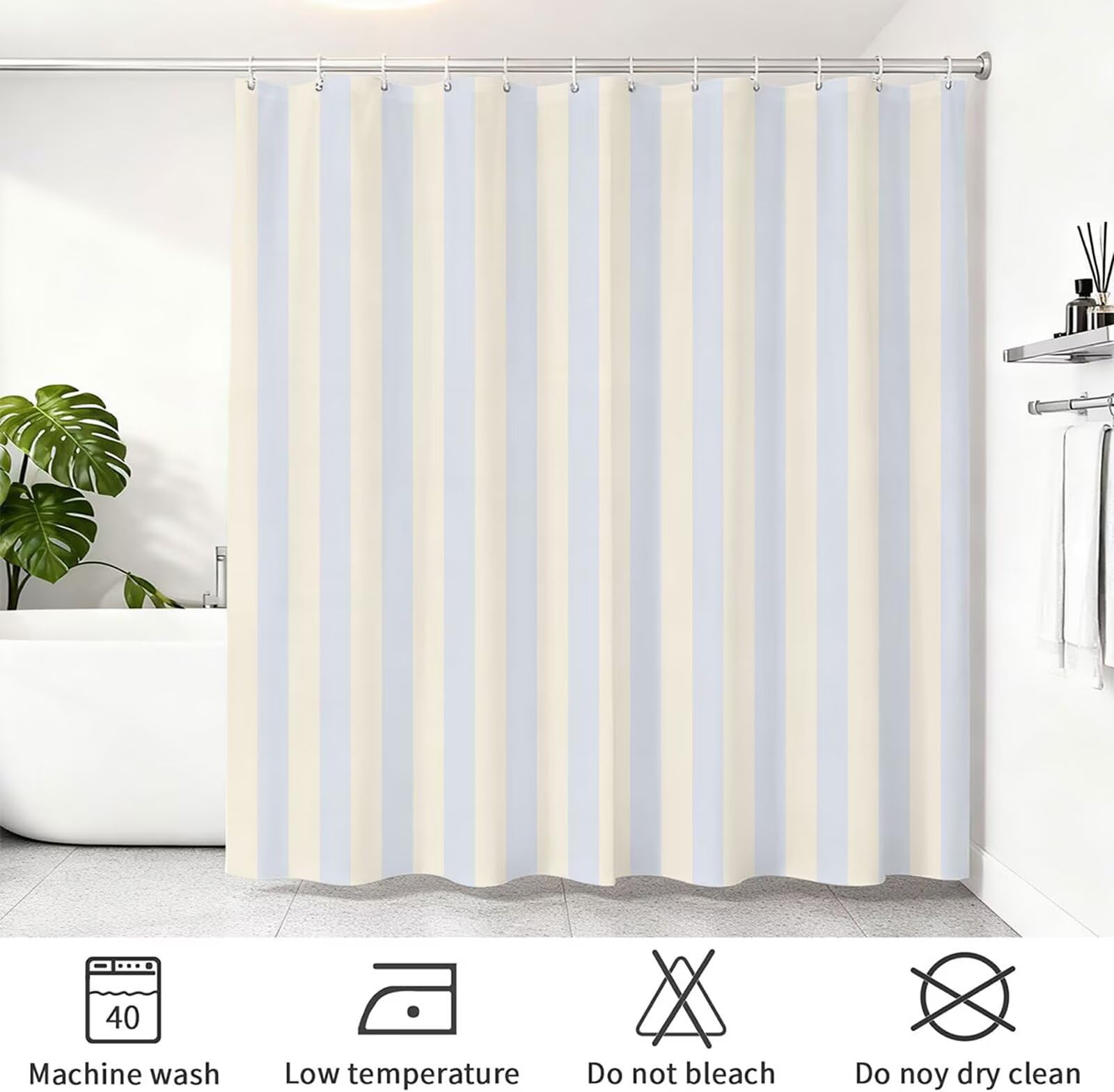 Rideau de Douche 240x180 cm - Tissu Polyester Imperméable Anti-Moisissure - 12 Anneaux Inclus - Ourlet Lesté pour Stabilité - Lavable en Machine - Idéal de Baignoire et Douche - Violet & Bande Y1#507