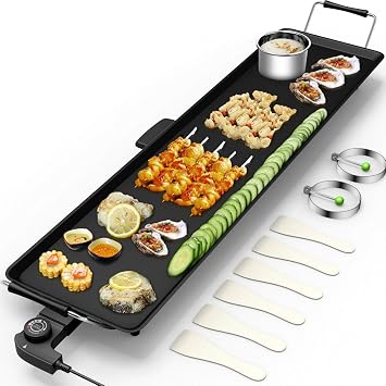 DORTALA 35 Electric Griddle Teppanyaki Grill, Nonstick Extra Large Cooking Plate for Pancake Barbecue, Indoor Outdoor Table Top Grill with Adjustable Temperature & Drip Tray, 2000W