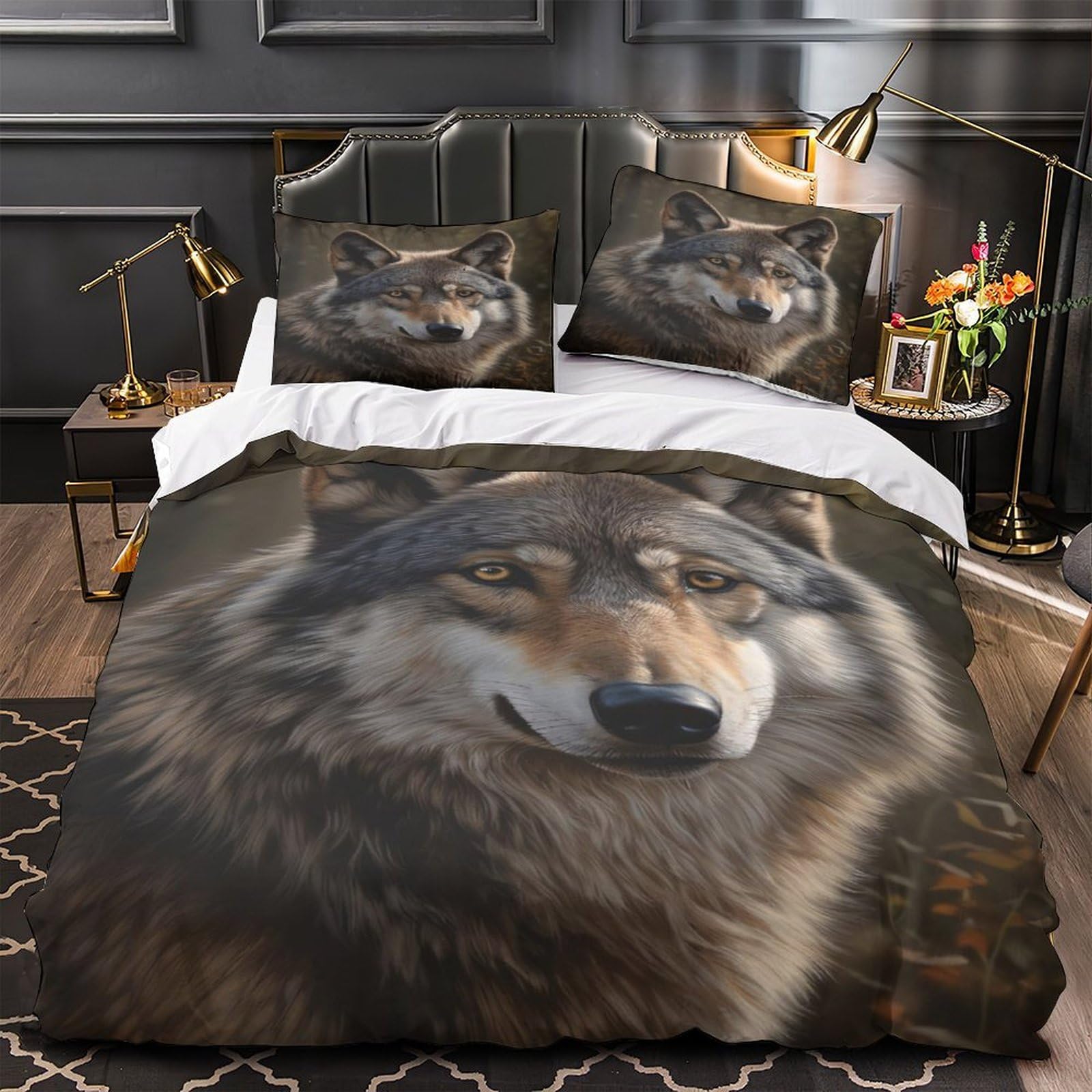 Parure de lit motif loup pour créer une ambiance forêt nocturne cocooning dans votre chambre
