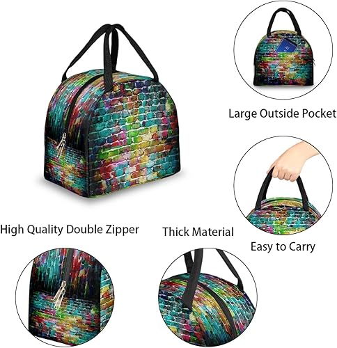 Miniatura 5 de Graffi Art Brick Lunch Bag Insulated Lunch Box for Men Women Lunch Tote Bag Leakproof Meal Prep Bag Cute Lunchbag Lunchbox Modern Lunch Bags for Work