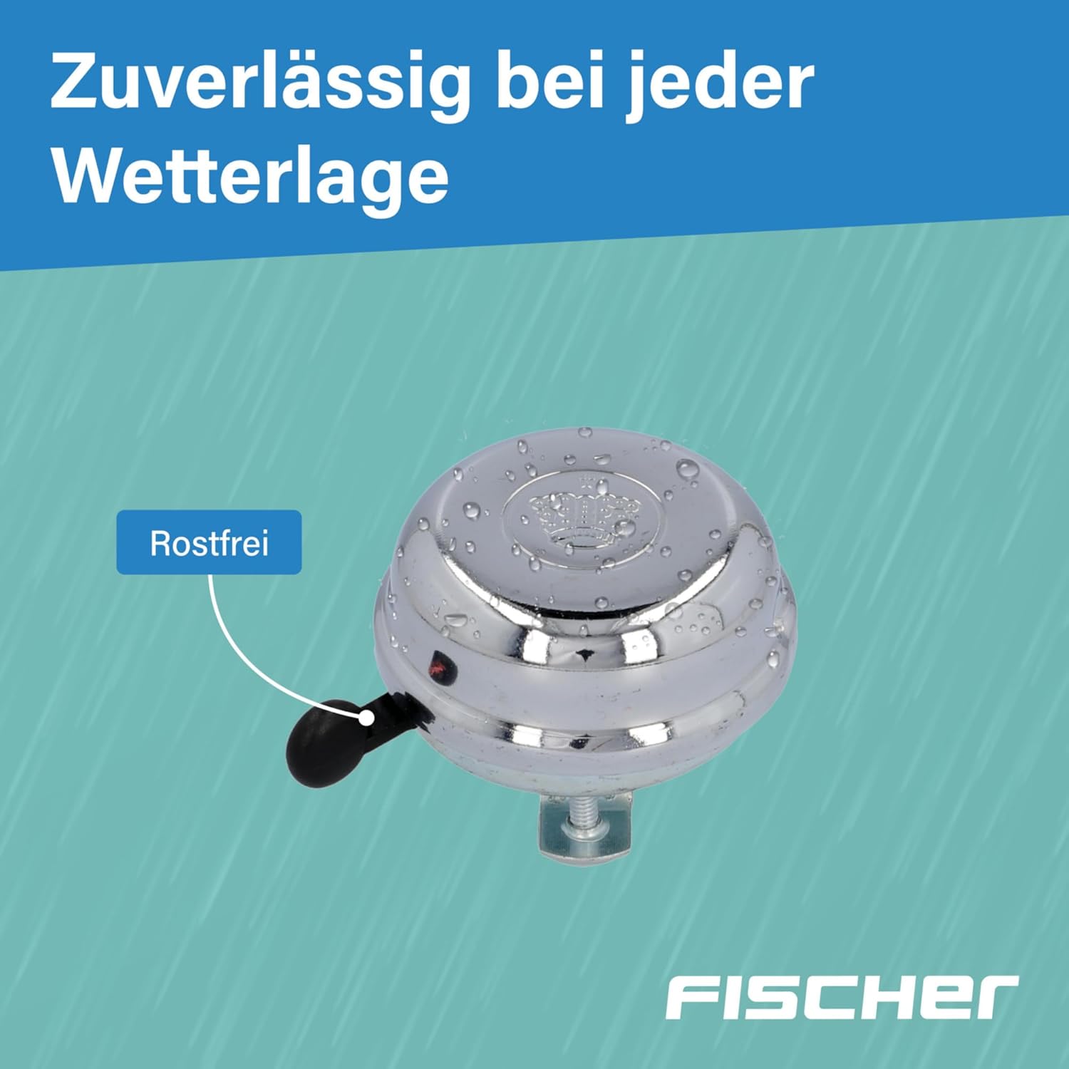 Fischer Unisex Chrom Fahrradglocke, Silber/Verchromt,Einheitsgröße EU