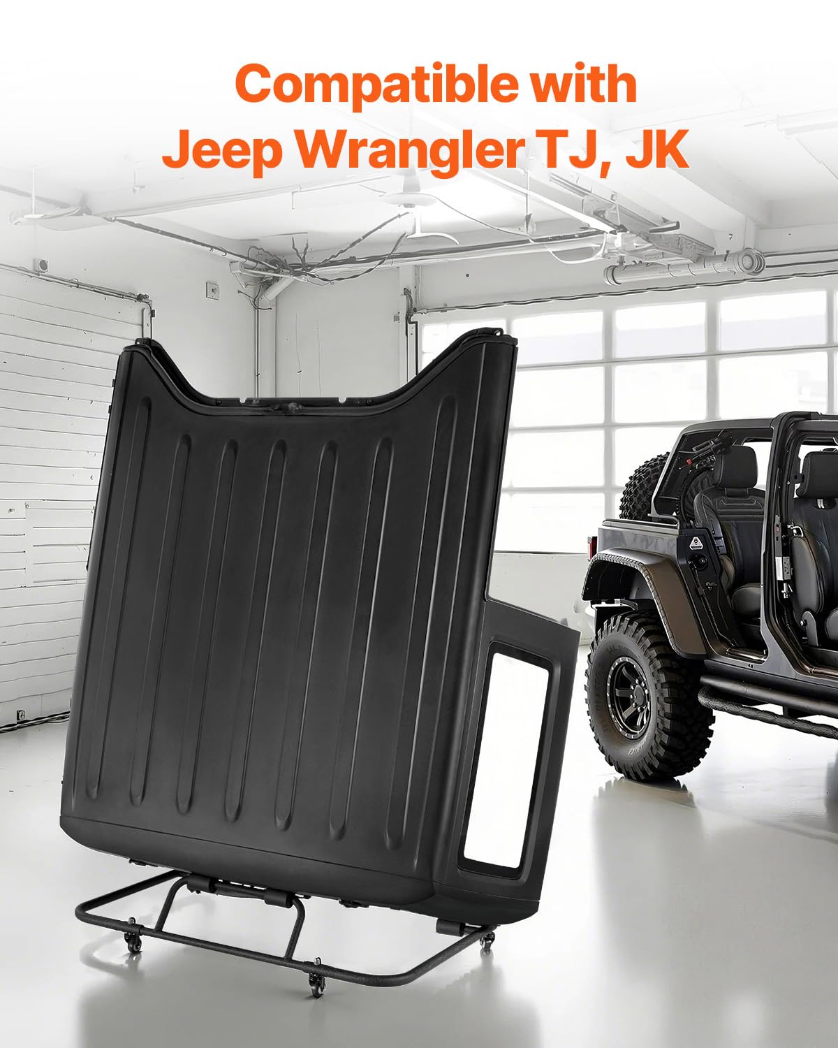 VEVOR Carrito de Almacenamiento con Techo Rígido movible Resistente con 3 Orificios Ajustables y Acolchado Suave y Grueso con Revestimiento en Polvo Compatible con Jeep Wrangler TJ, JK