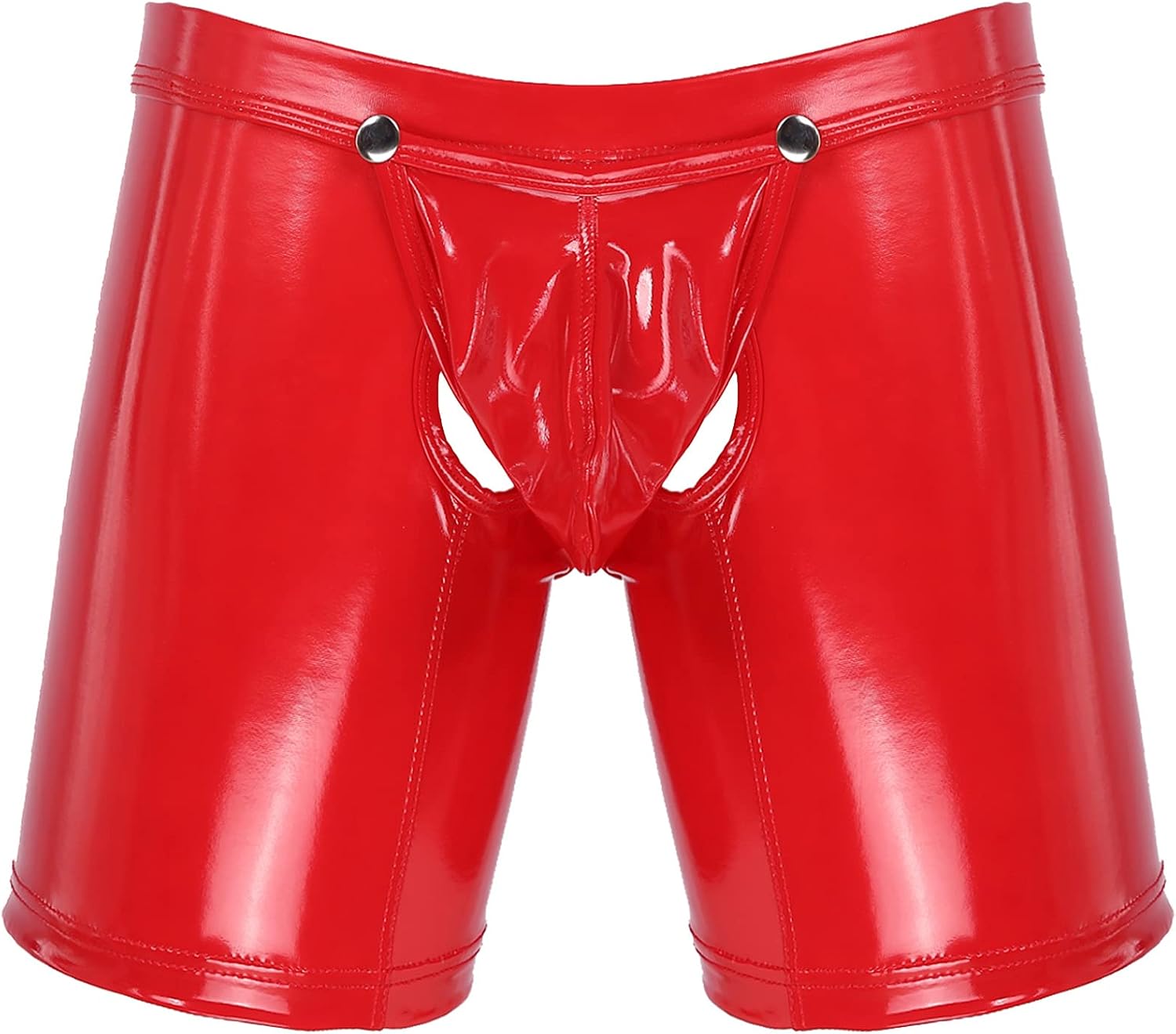 Men's Sexy Leather Middle Pants Clubwear Shorts Stretch Tight Jockstraps Boxer Shorts
