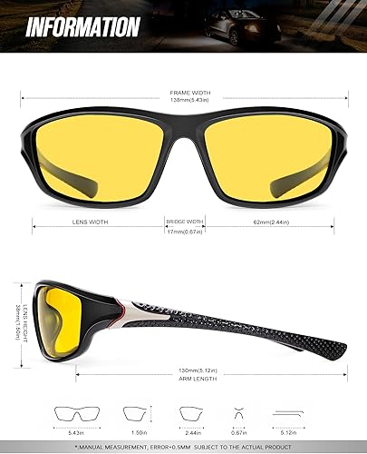 Miniatura 5 de KALIYADI Gafas de sol polarizadas-Gafas de sol deportivas para hombre gafas de sol polarizadas con protección UV para pesca, conducción y ciclismo
