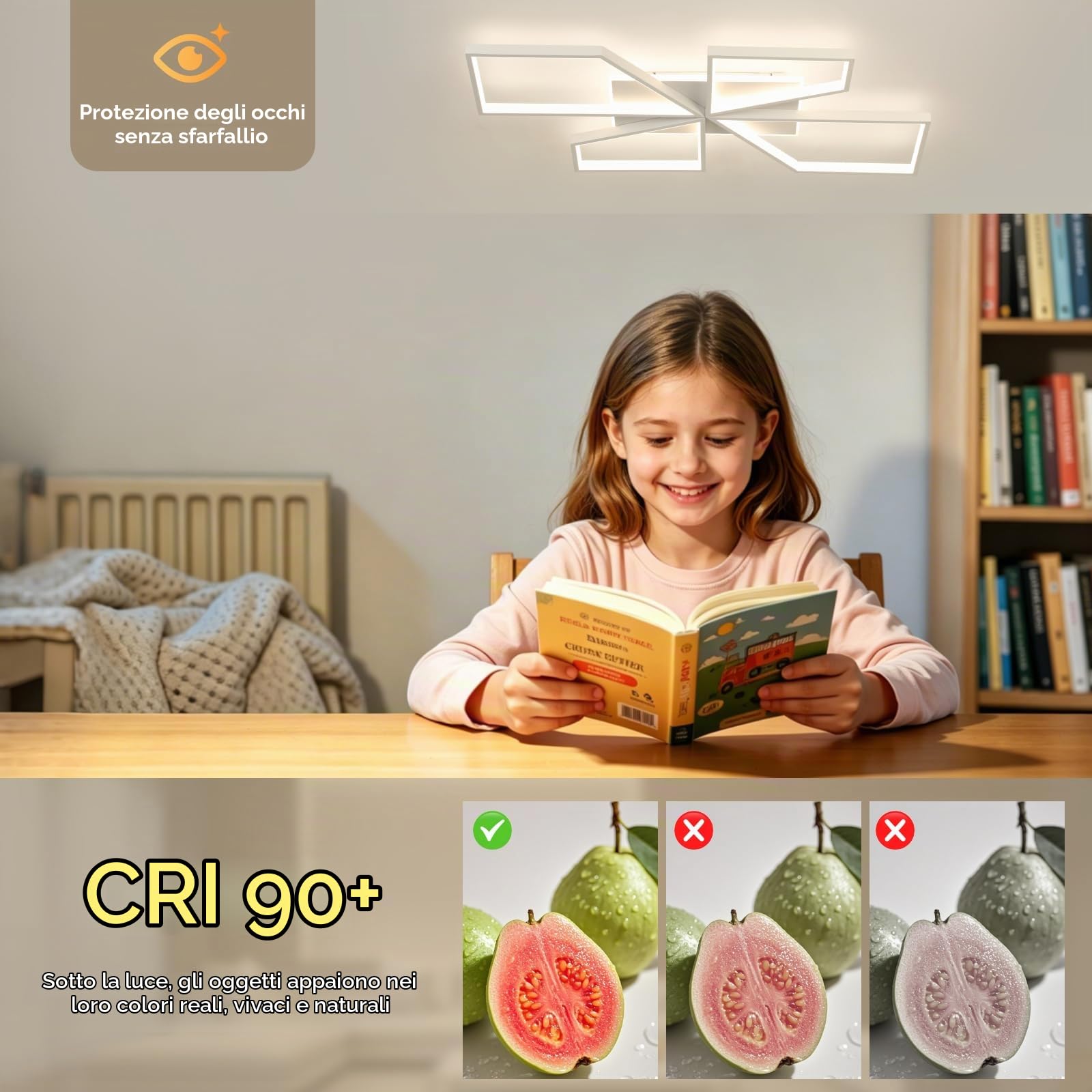 OTREN Plafoniera LED Soffitto Dimmerabile, Lampadario Camera da Letto 78CM | Timer e Funzione Memoria, Moderno per Soggiorno Cucina Sala da Pranzo, Bianco, 72W