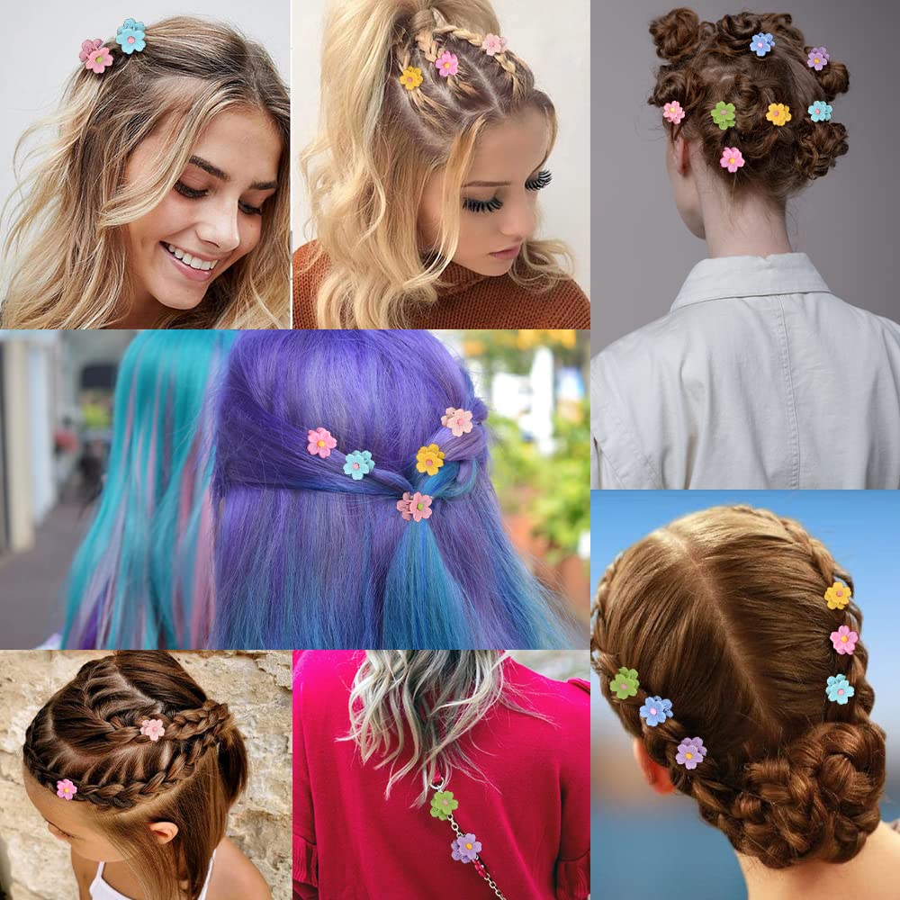 Ahoney 10Pcs Small Hair Claw Clips Cute 0.77" Flower Daisy Hair Clips for Women and Girls - Colorful Strong Hold Barrettes and Hair Decorations - Image 6