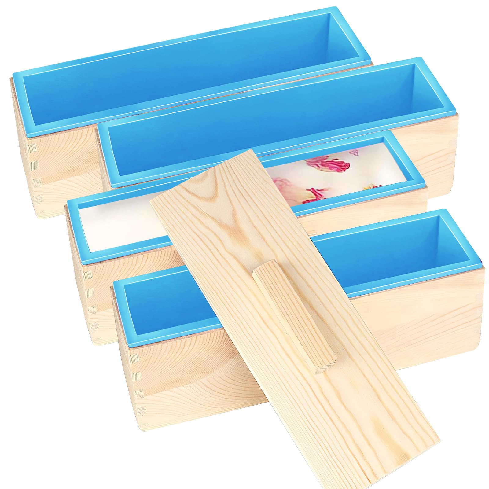 Moules à savon rectangulaires 1200ml en silicone souple bleu pour bougie artisanale DIY x4