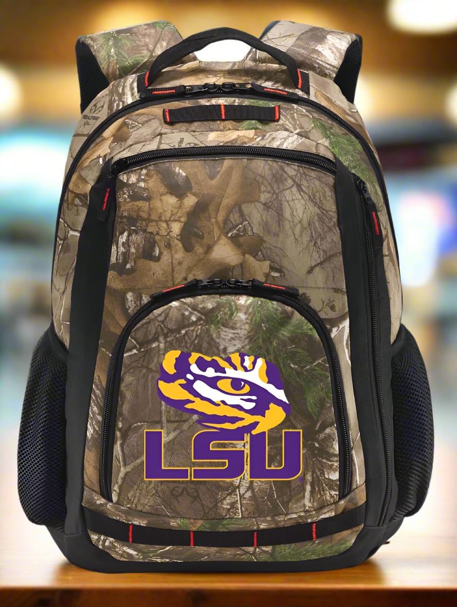 Broad Bay LSU Backpack Camo - Louisiana State University Backpack - Laptop Computer Section (Multi - Tiger Eye Logo)