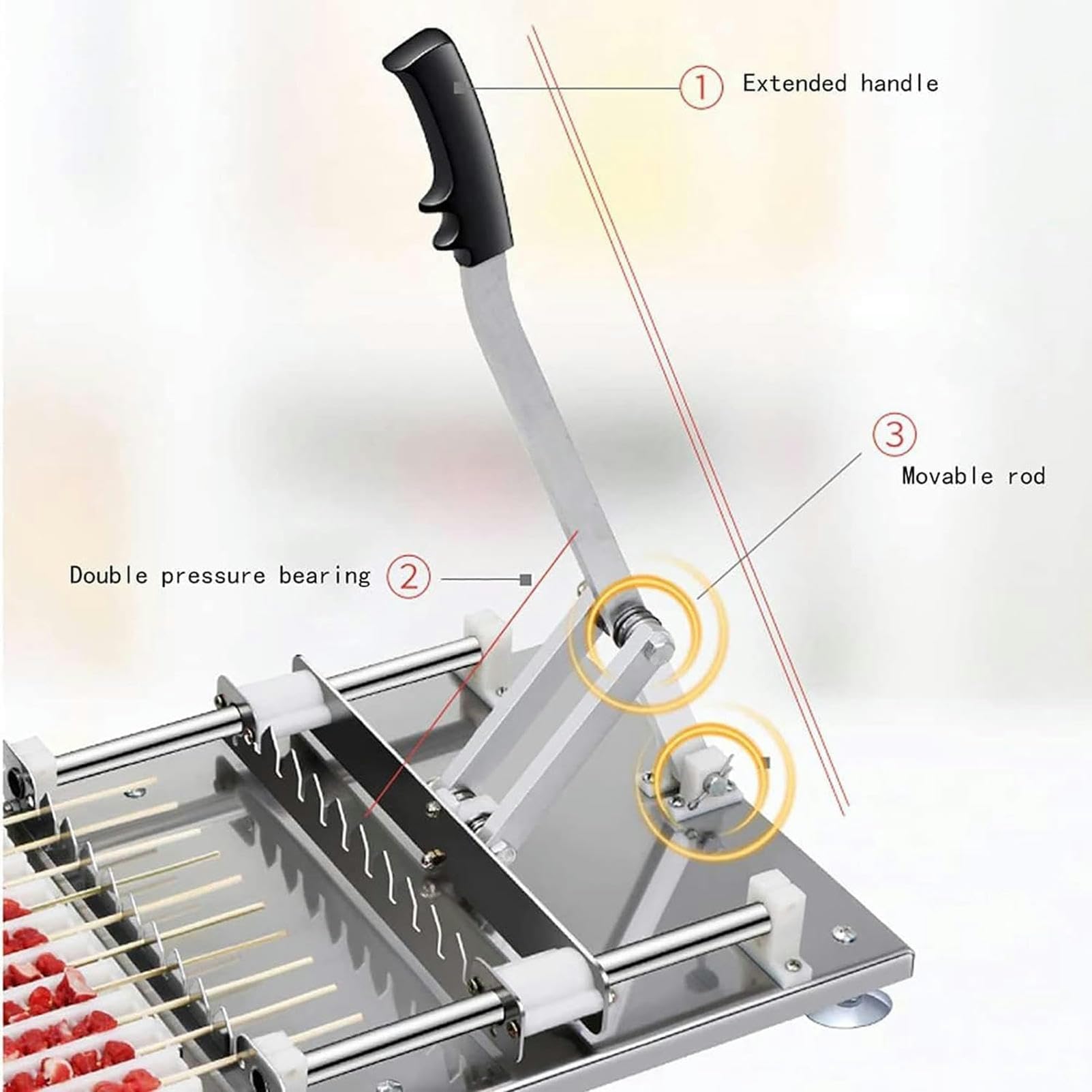 Spiedini per carne e barbecue, 10 fori, in acciaio inox, per spiedini di carne, kit per grigliare, facile da usare, per cucina, barbecue, negozio, picnic